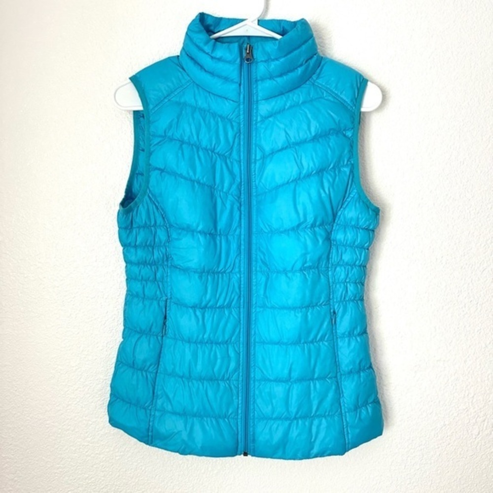 Blanc Noir Puffer Vest Women’s S Blue Full Zip Down Insulated Outerwear